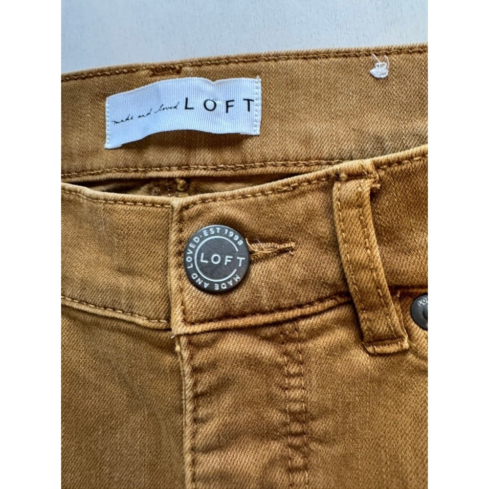 LOFT Mustard Yellow High Waist Skinny Crop Raw Hem Jeans 26 2 330NC1 - Picture 5 of 12